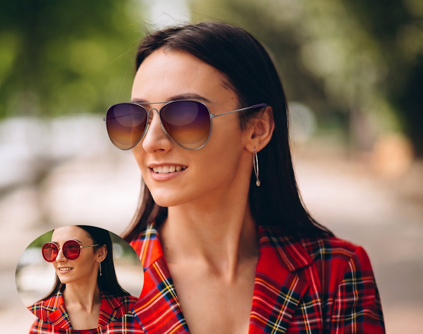 Eyewear on model AI produced result
