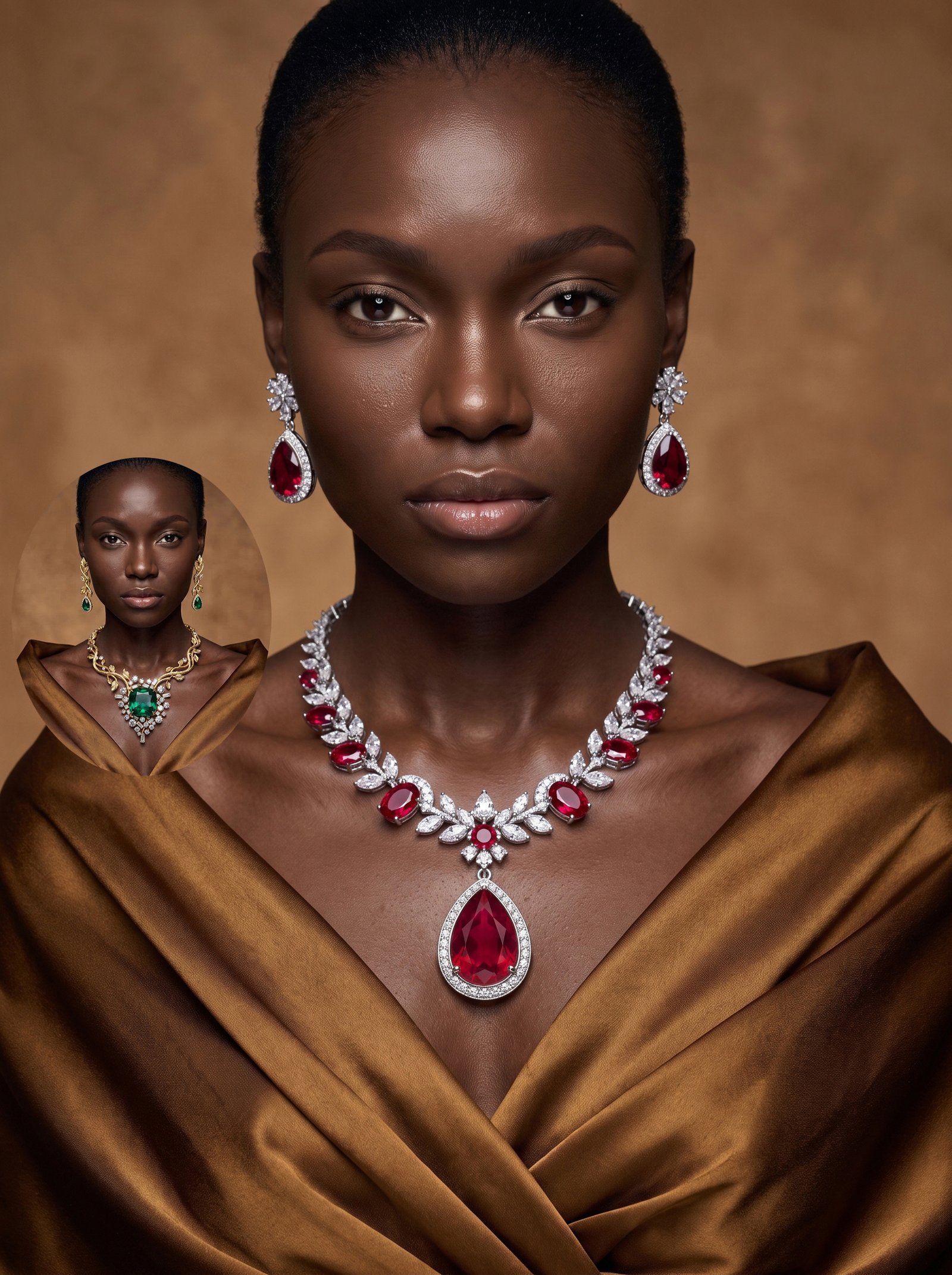 Jewellery on model AI produced result